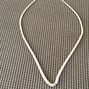 White Heishi shell necklace, sterling hook and eye & clasp, 32 inches long,